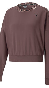 Puma safari glam crew training sweatshirt women in purple - Front View