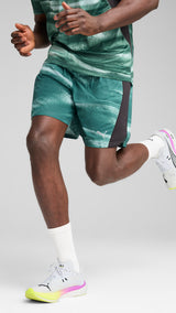 Puma VELOCITY all-over print 7" running shorts in green moon - Model Shot 01