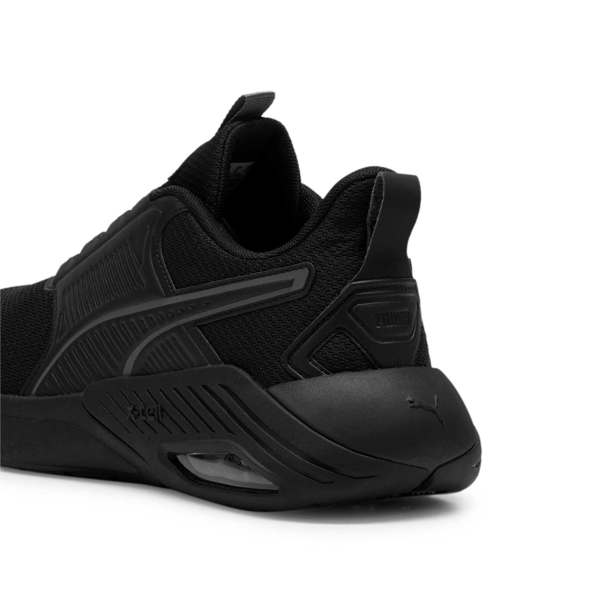 Puma X-cell nova FS running shoes in black and cool dark gray - Back View
