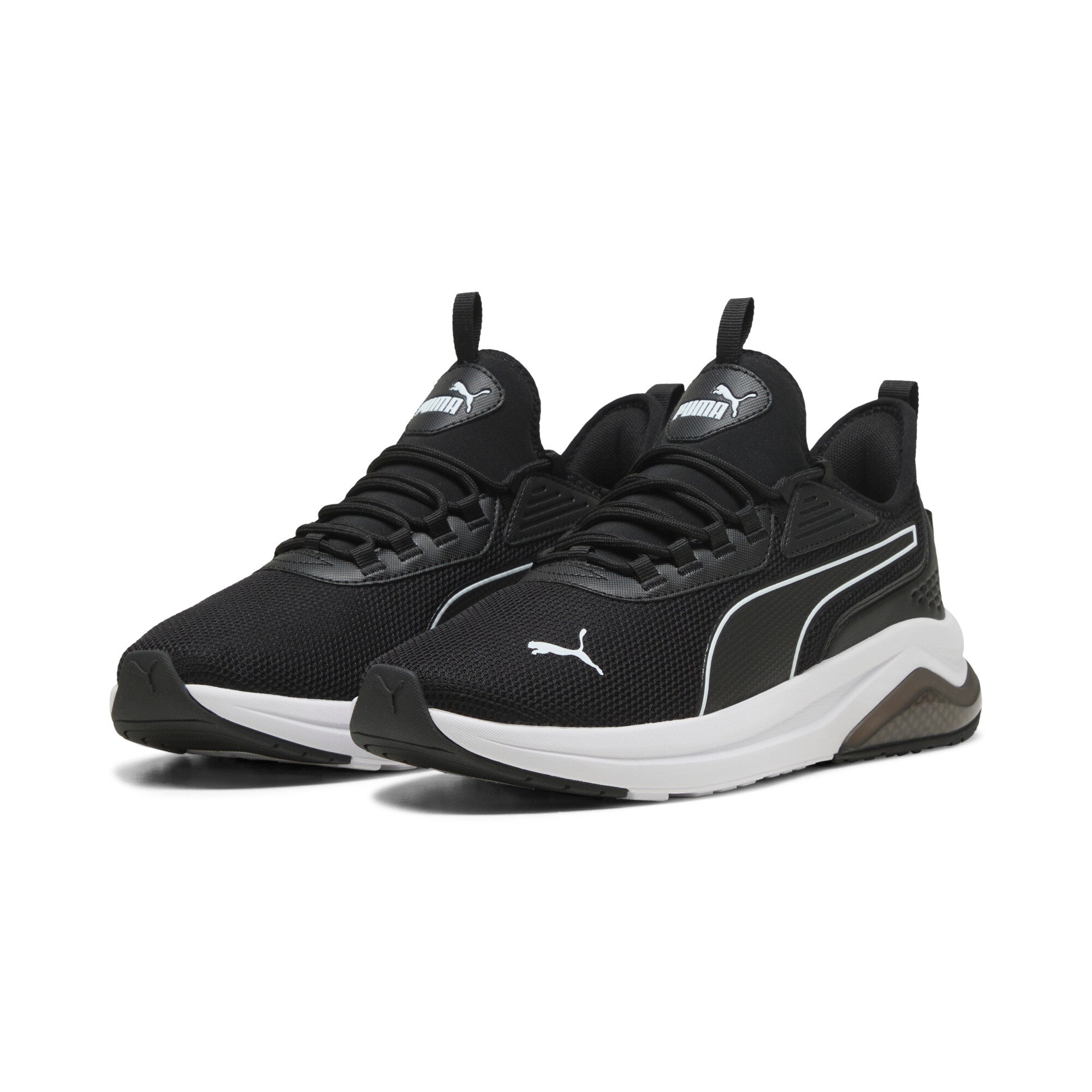 Puma amplifier sneakers in black and white - Front View