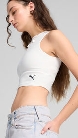PUMA WARDROBE ESSENTIALS ribbed crop top - white