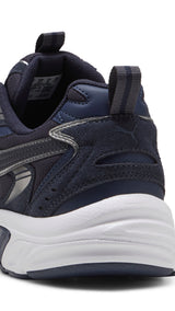 Puma milenio tech suede sneakers in new navy and aged silver - Back View