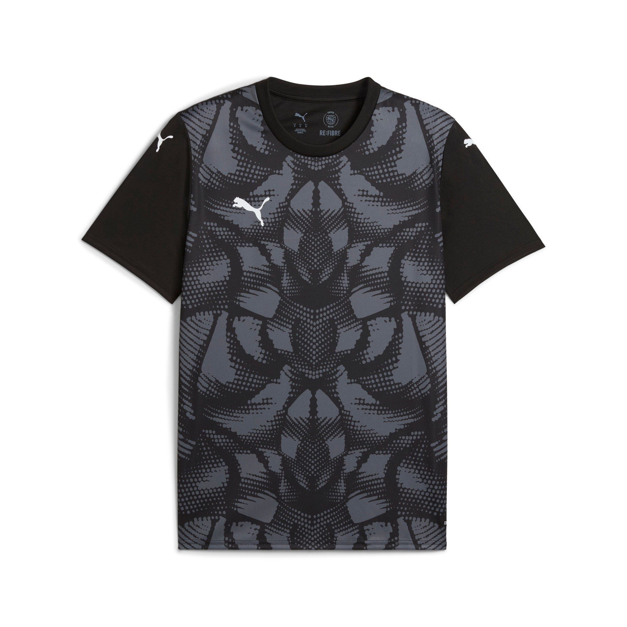 Puma teamULTIMATE football jersey in black and white - Front View