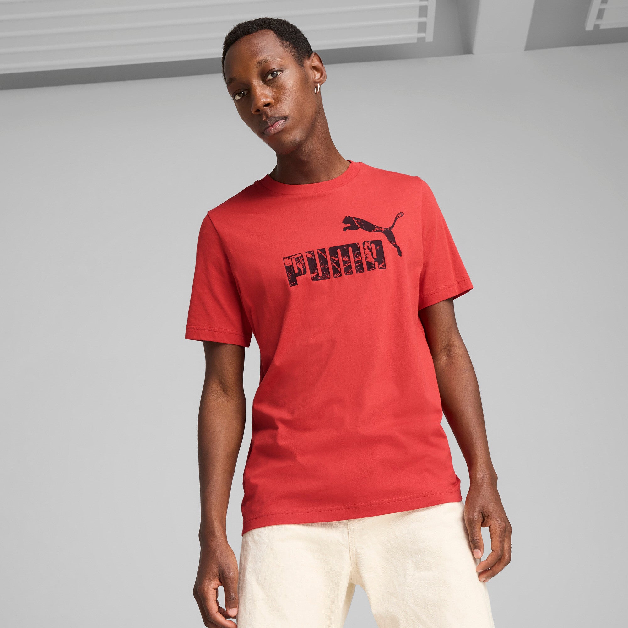 Puma graphics no.1 logo tee in red fire - Model Shot 01