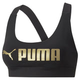 Puma training fit mid impact bra in black - Front View
