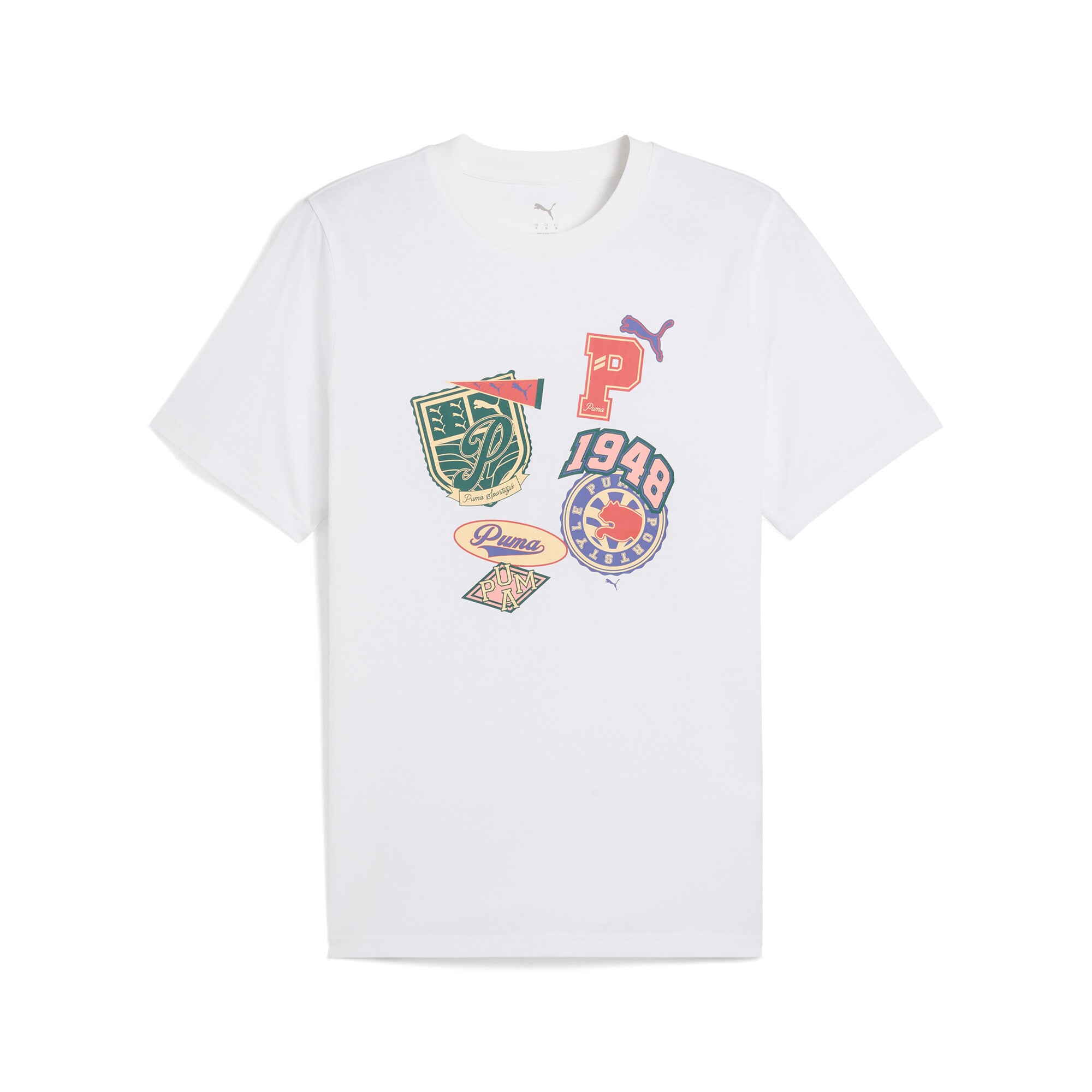Puma sports legacy front graphic tee in white - Front View