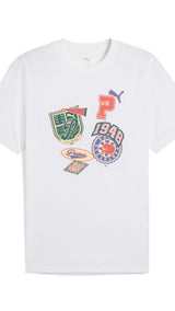 Puma sports legacy front graphic tee in white - Front View