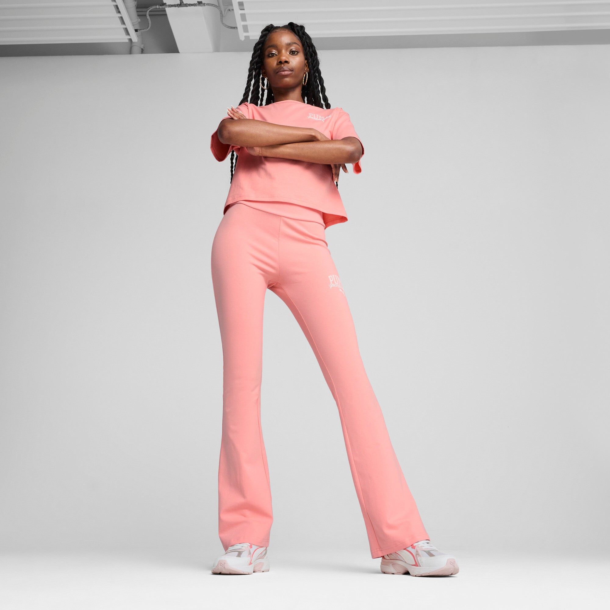 Puma class relaxed crop tee in pink fruit - Model Shot 03