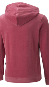 Puma essentials+ velour hoodie youth in purple - Back View