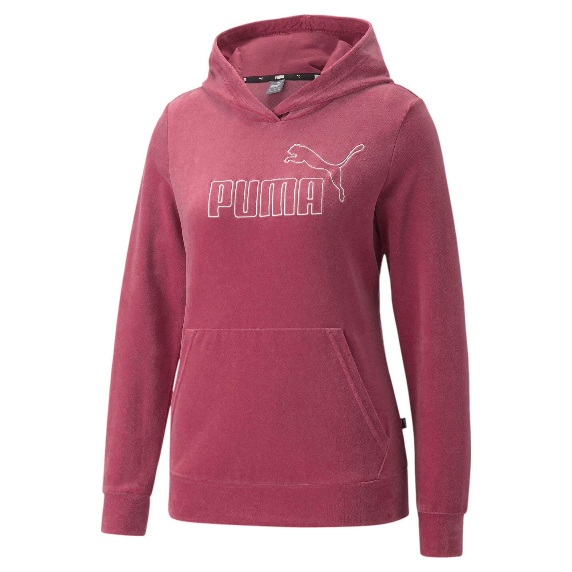 Puma essentials+ velour hoodie women in black - Front View