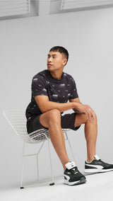 Puma essentials+ logo power printed tee men in black - Model Shot 02