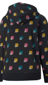 Puma brand love printed hoodie in black - Back View