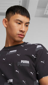 Puma essentials+ logo power printed tee men in black - Model Shot 01