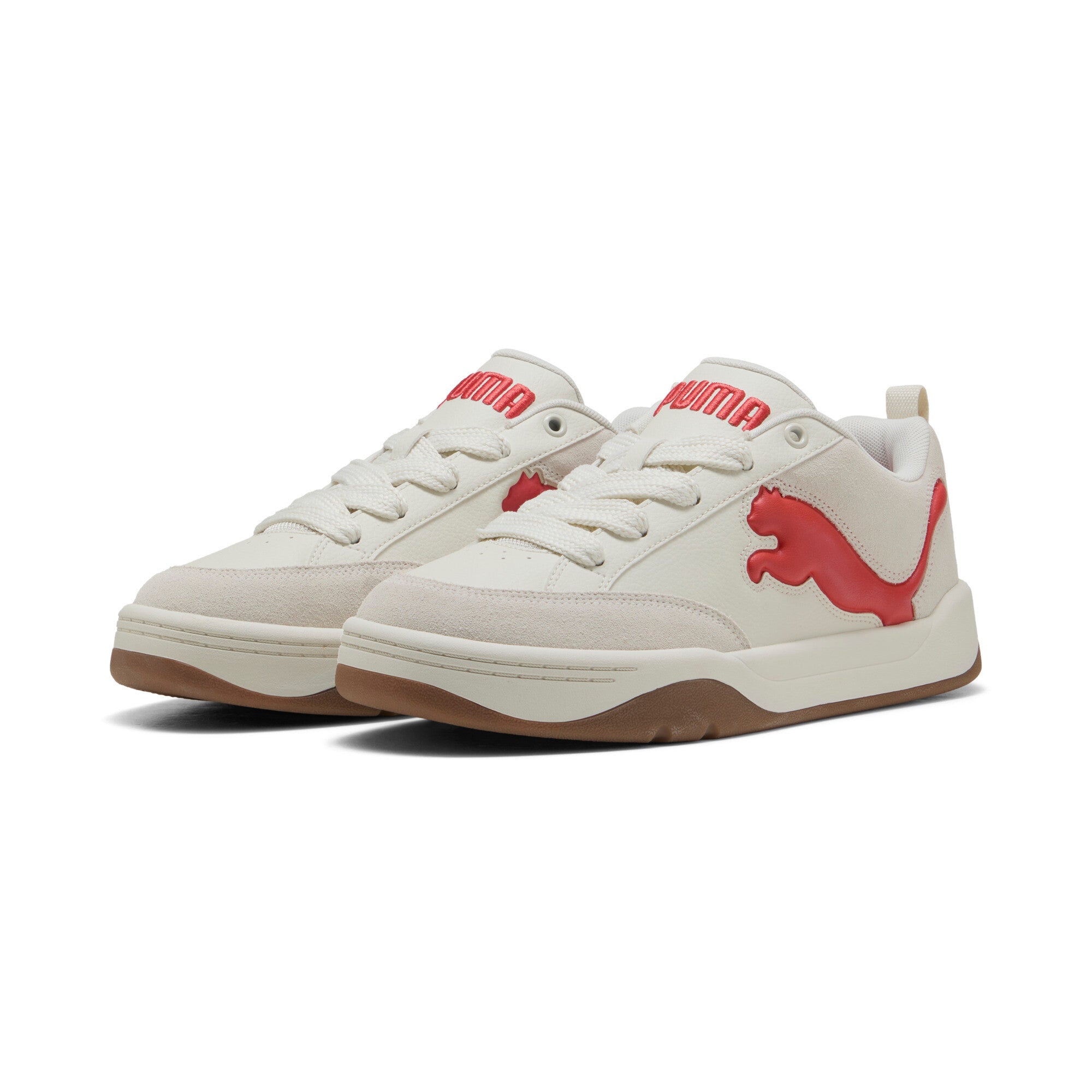 Puma park lifestyle sneakers in vapor gray and red fire - Front View