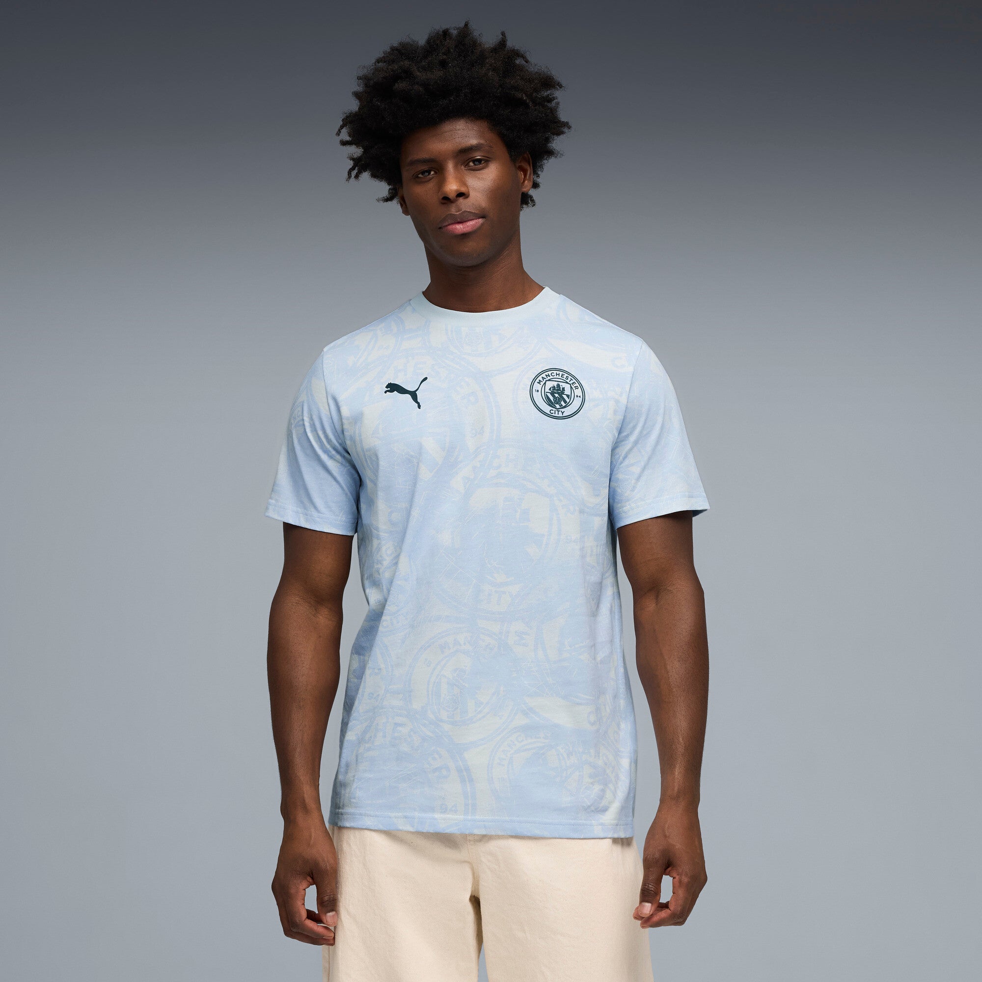 PUMA manchester city ftblculture printed tee men in sea glass