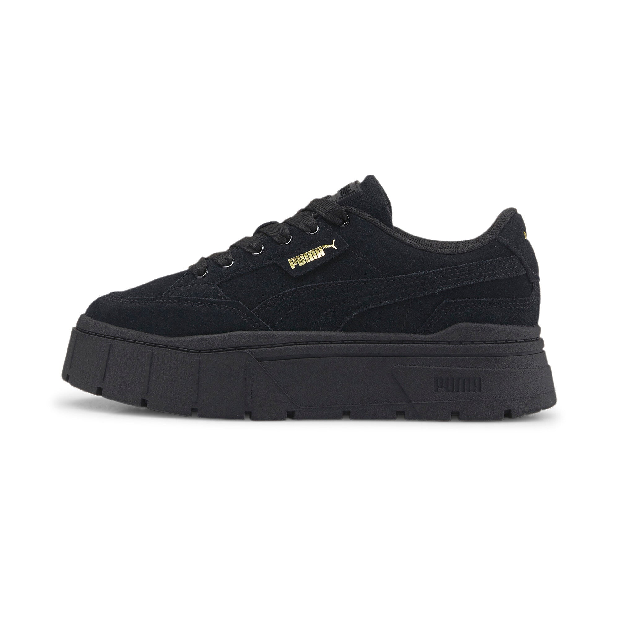 Puma mayze stack suede sneakers in black - Side View 01