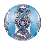 Puma MCFC prematch ball in strong gray and team light blue - Front View
