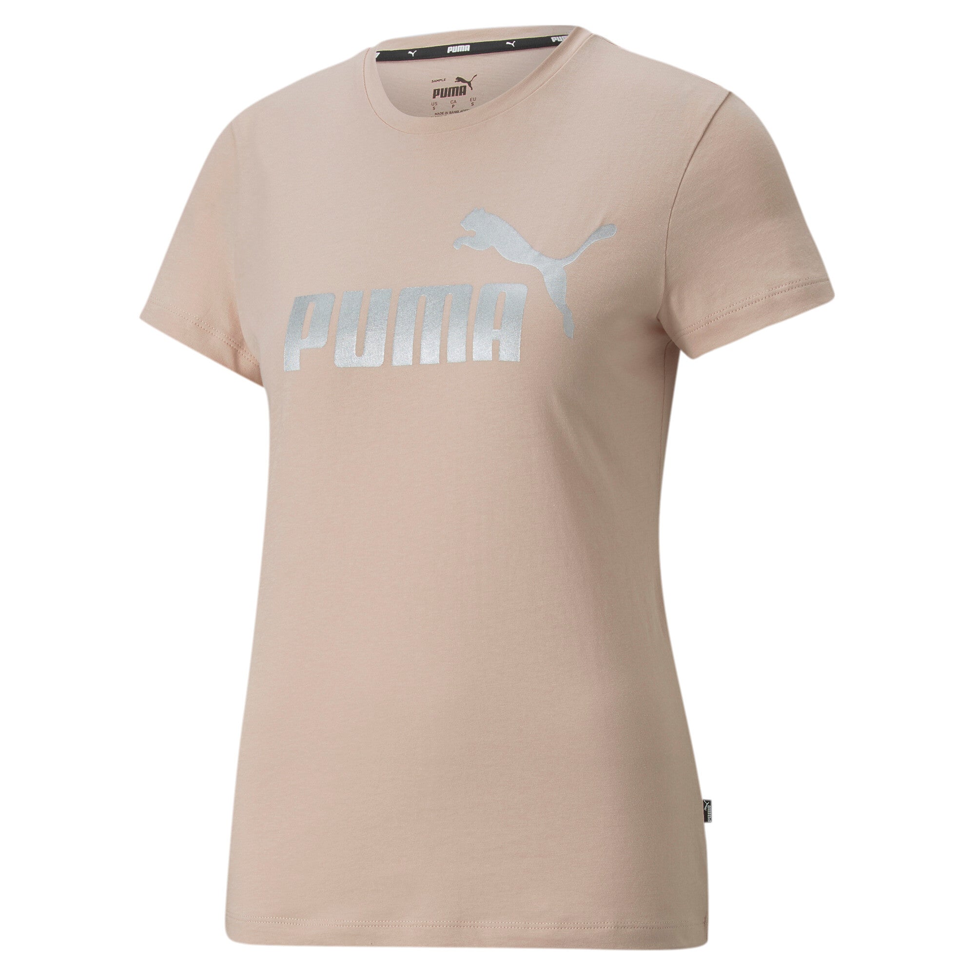 Puma essentials+ metallic logo tee in purple - Front View