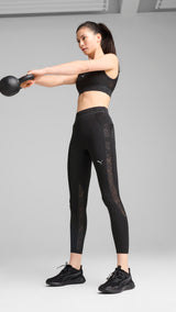 Puma lace high-waisted 7/8 tights in black - Model Shot 03