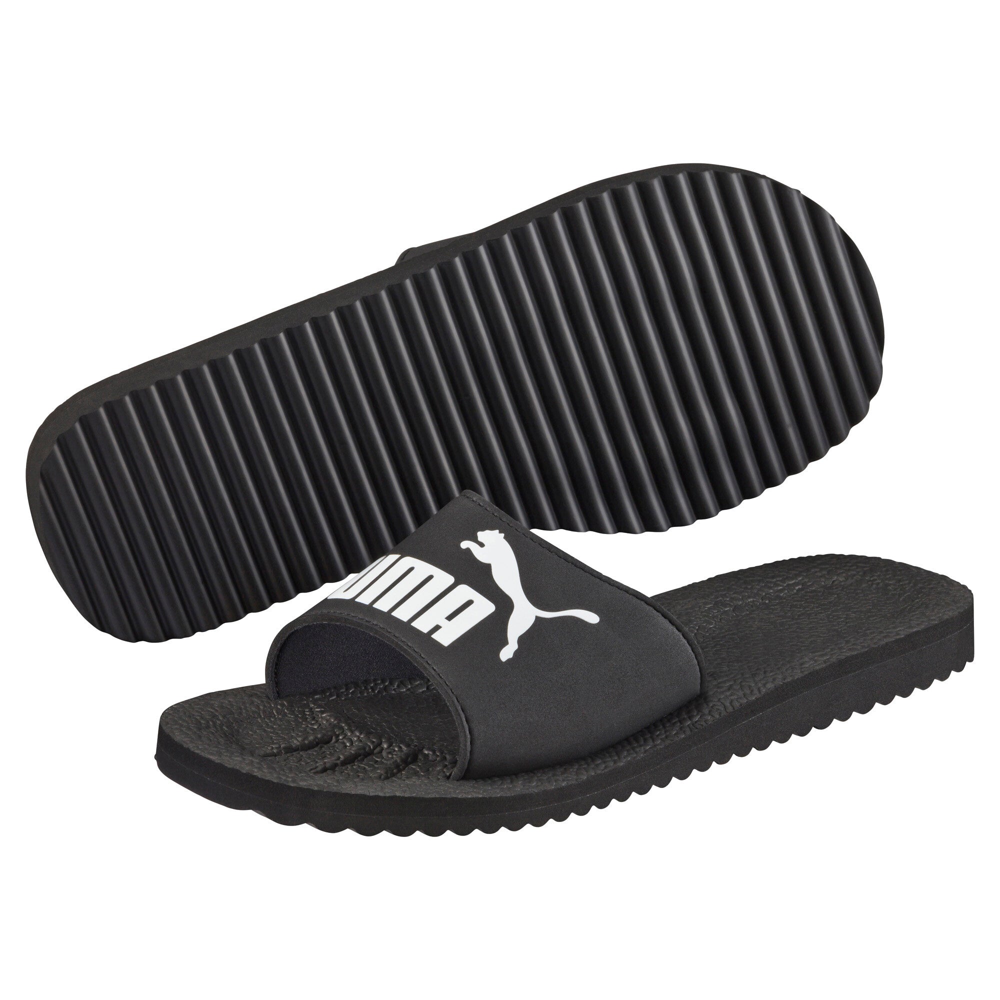 Puma purecat sandals in black - Front View
