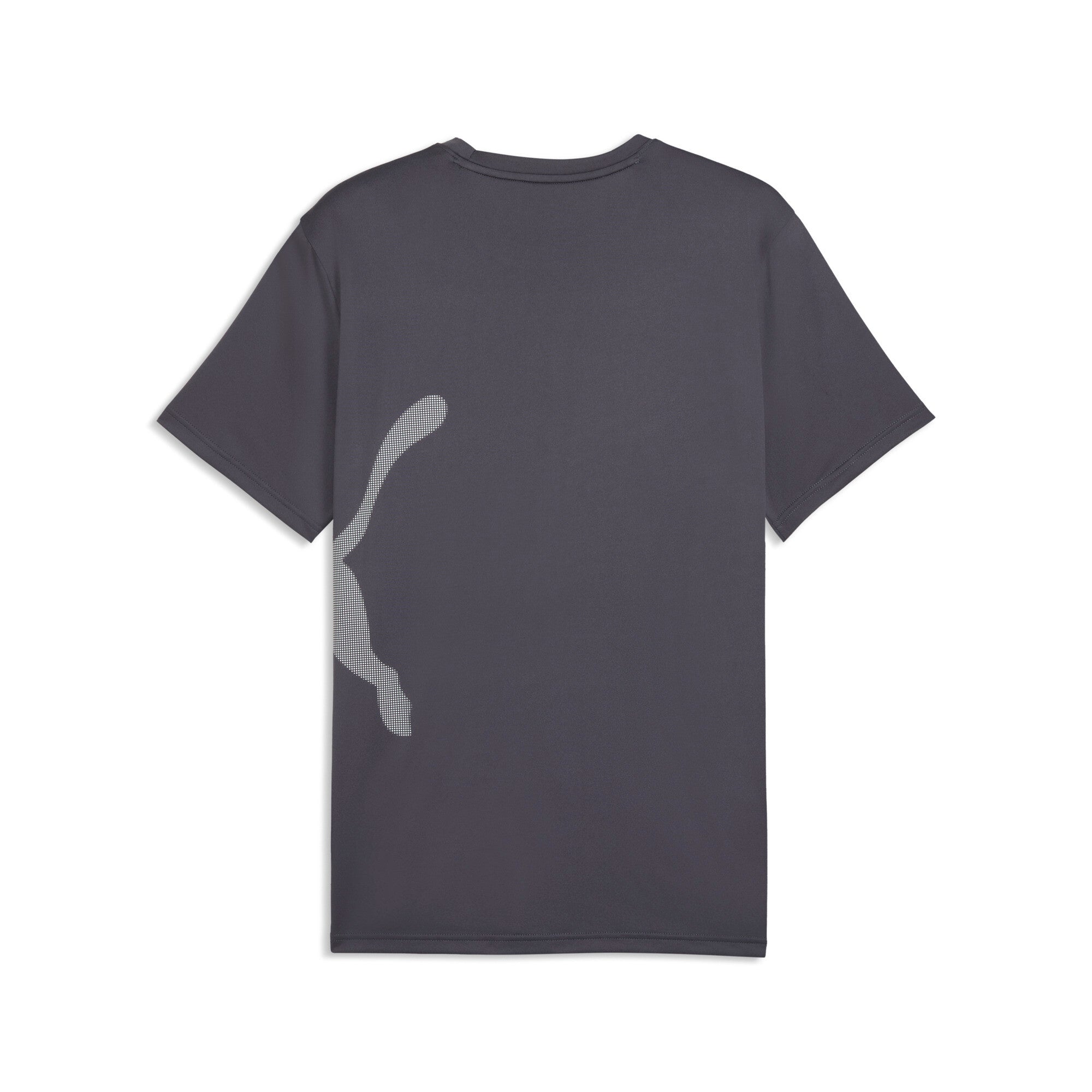 PUMA train all day big logo tee men in gray and white — back view