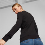 Puma essentials+ metallic logo crew neck sweatshirt women in black - Model Shot 02