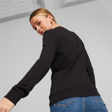 Puma essentials+ metallic logo crew neck sweatshirt women in black - Model Shot 02