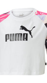 Puma essentials+ street art printed tee in black - Front View