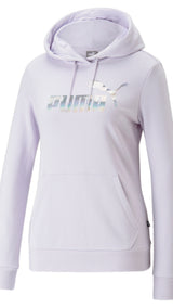 Puma essentials+ novashine french terry hoodie women in purple - Front View