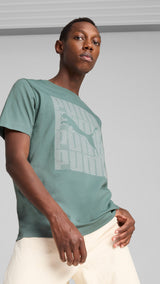 Puma graphics puma wording tee in green moon - Model Shot 01