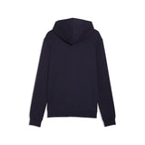 PUMA essentials logo lab hoodie men in new navy — back view