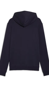 PUMA essentials logo lab hoodie men in new navy — back view