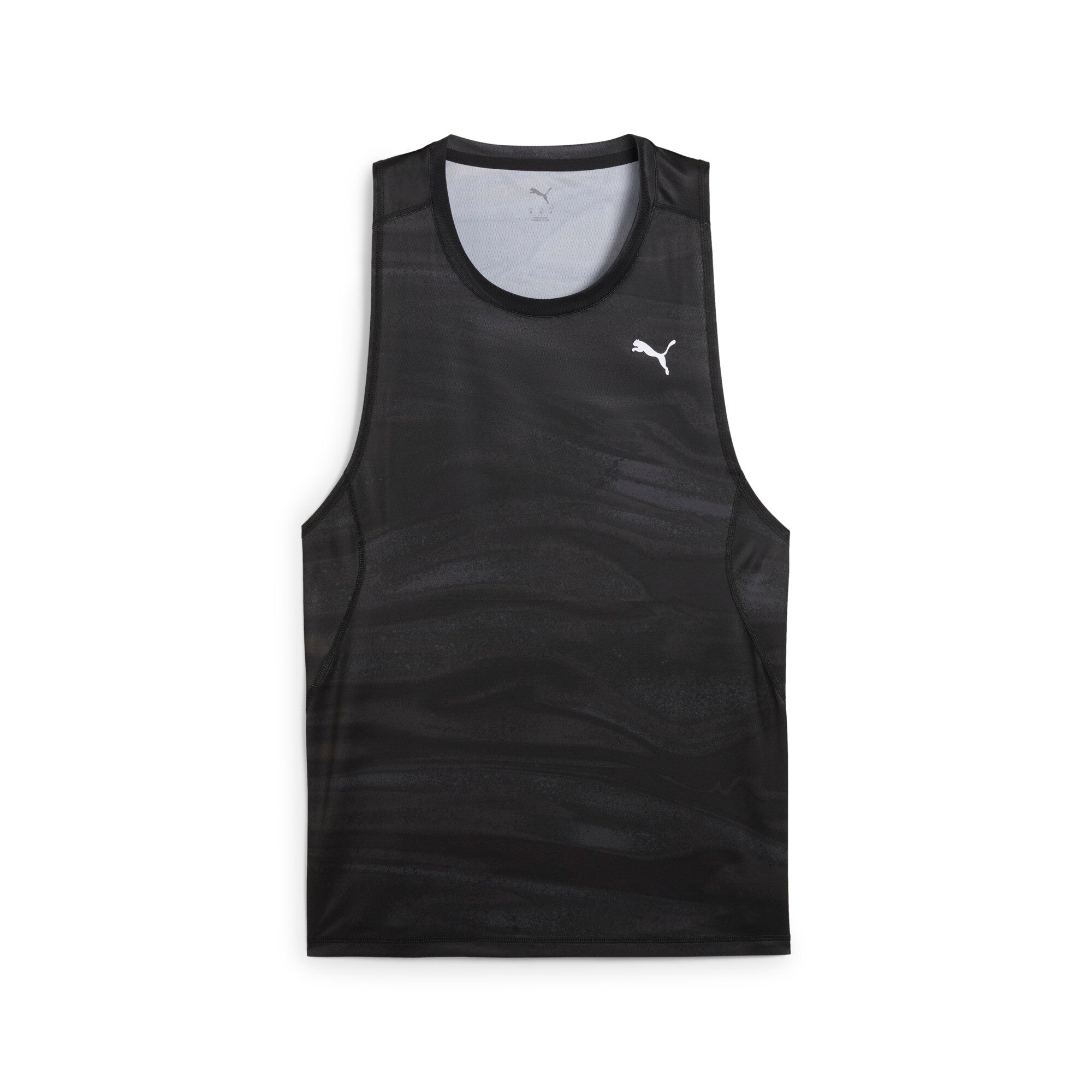 Puma running velocity all-over print polyblend tank in black - Front View