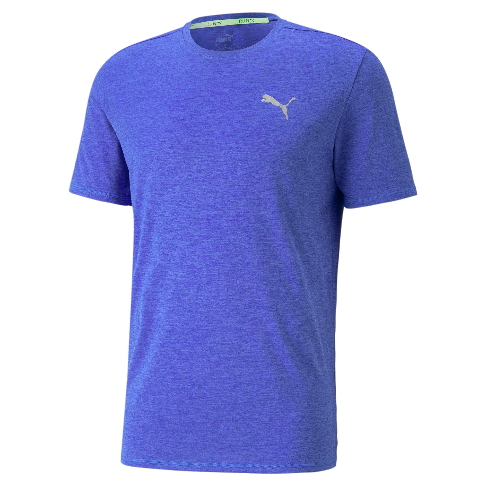 Puma run favourite heather running tee men in blue - Front View
