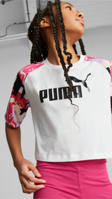 Puma essentials+ street art printed tee youth in white - Model Shot 01