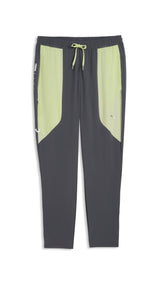 PUMA FLEX STRETCH woven training pants in gray and green — front view
