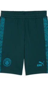PUMA manchester city KING sweat shorts men in green and blue — front view