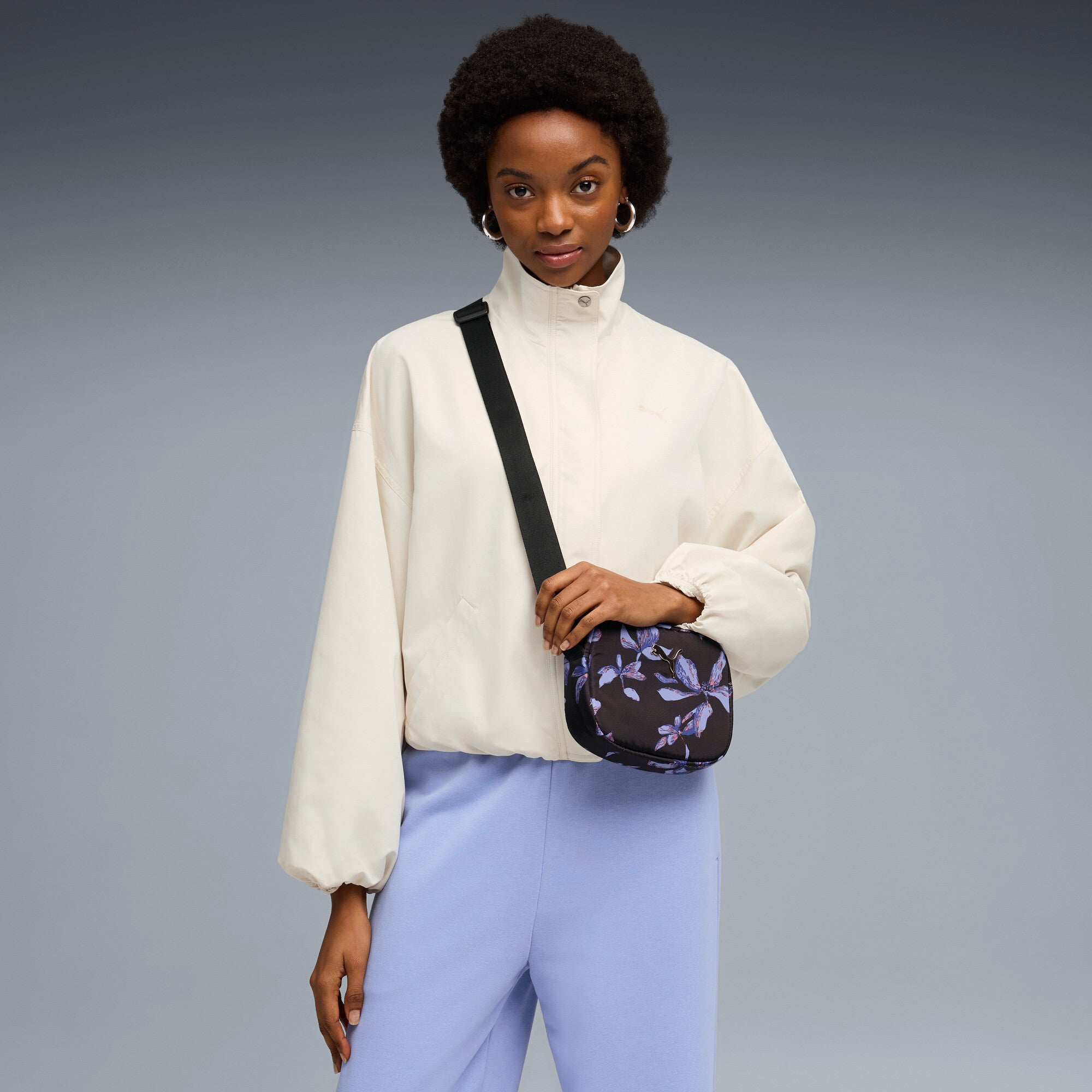 PUMA pop 1L crossbody bag in black and purple
