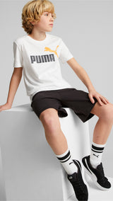 Puma jersey youth shorts set in white - Model Shot 03
