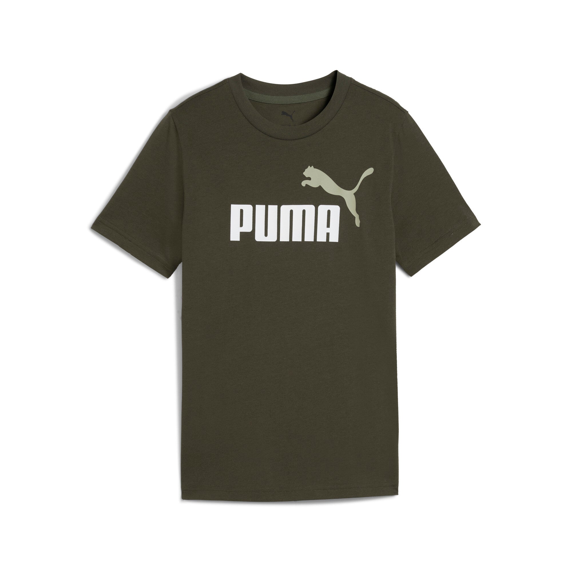 PUMA ESSENTIALS colour no.1 logo tee in ruby shimmer - dark olive