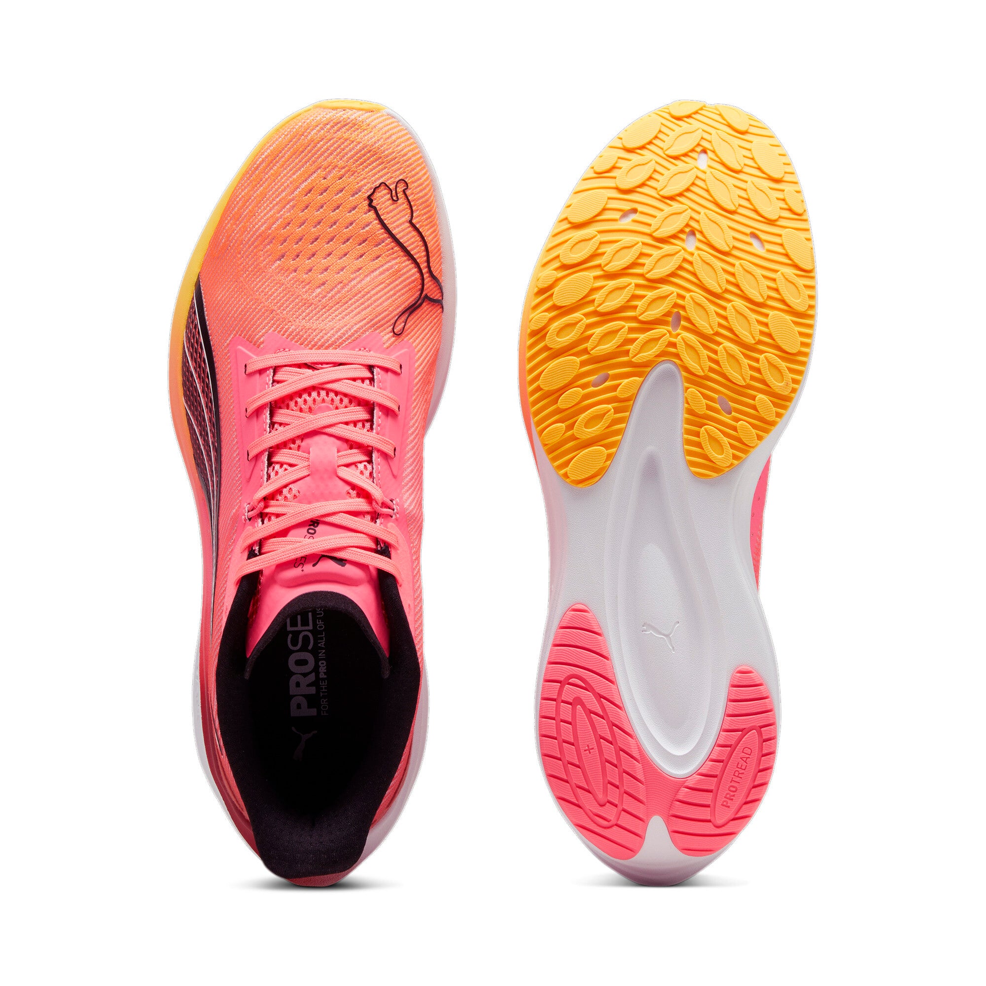 Puma darter Pro running shoes in sun stream and sunset glow - Side View 02