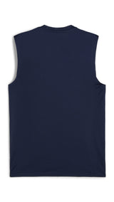 Puma teamGOAL sleeveless football jersey in navy and white - Back View