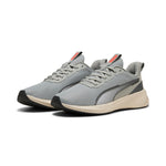 Puma flyer lite 3 running shoes in alpine snow and flat light gray - Front View