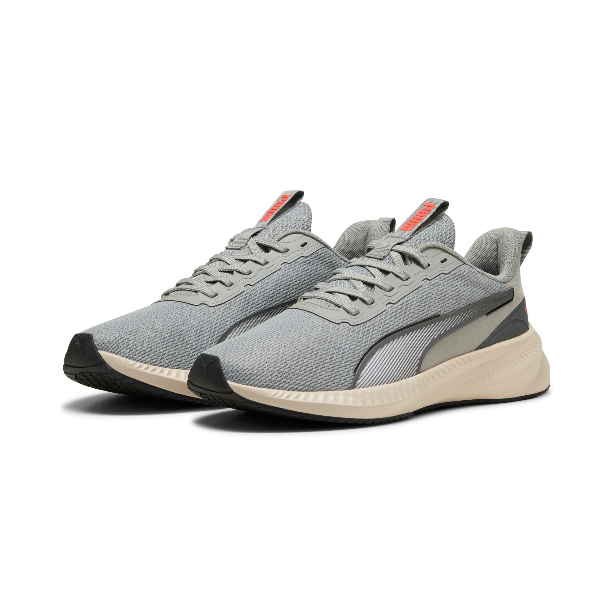 Puma flyer lite 3 running shoes in alpine snow and flat light gray - Front View