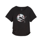 Puma tropical graphic fashion crop tee in black - Front View