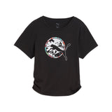 Puma tropical graphic fashion crop tee in black - Front View