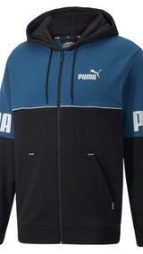 Puma power full-zip hoodie in blue - Front View