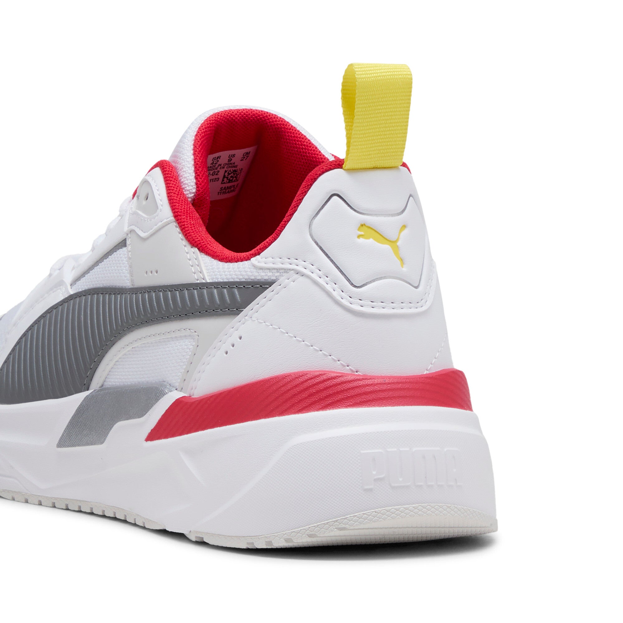 Puma scuderia Ferrari HP trinity 2 sneakers in white and flat medium gray - Back View