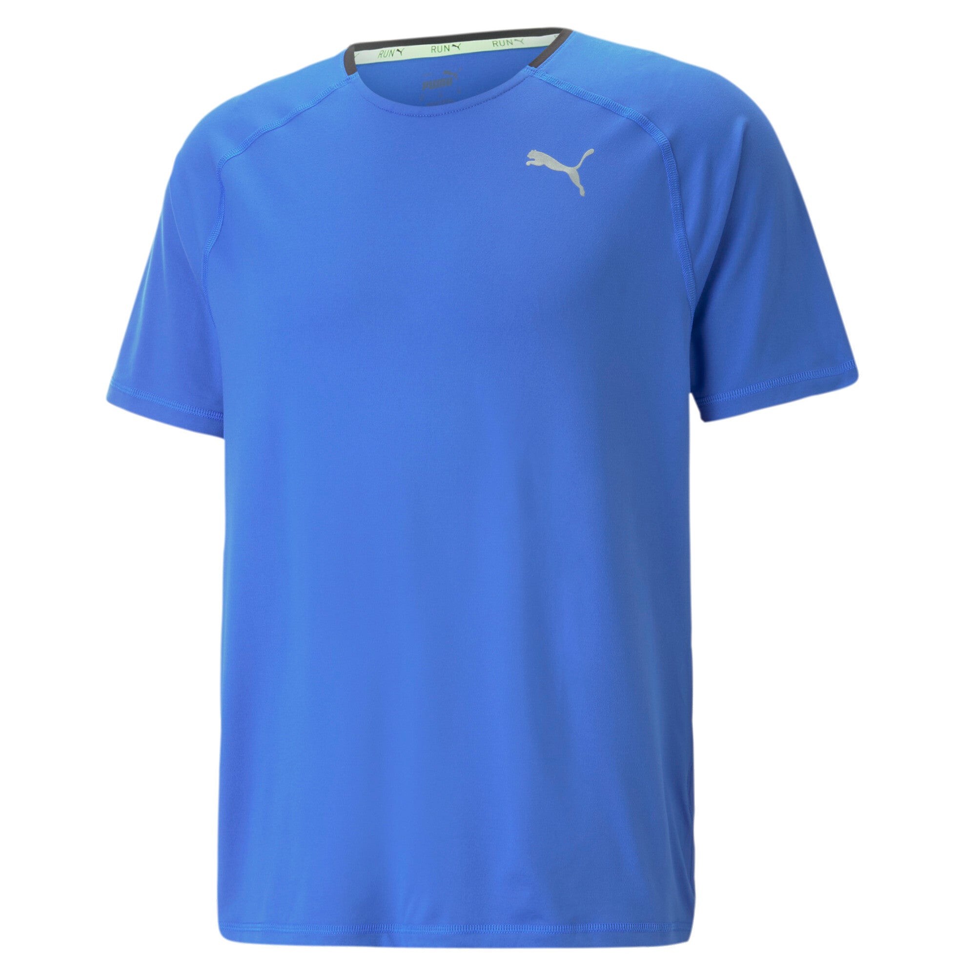 Puma running run cloudspun short sleeve tee in blue - Front View