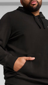 PUMA essentials small no. 1 logo hoodie men in black — model shot 2
